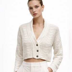 Vintage Cotton Blend Cropped Cardigan